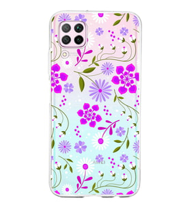 Huawei P40 Lite Uyumlu Kapak Flowers Tasarımlı Şeffaf Silikon Kılıf