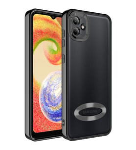 Galaxy A04 Kılıf Kamera Korumalı Logo Gösteren Zore Omega Kılıf (Siyah)