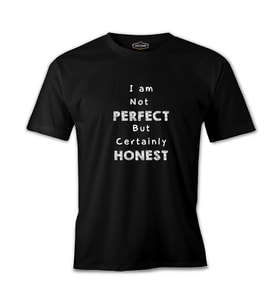 Yazı - Not Perfect but Honest Siyah Erkek Tshirt