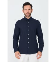 Lacivert %100 Pamuk Dynamic Fit Erkek Uzun Kollu Gömlek