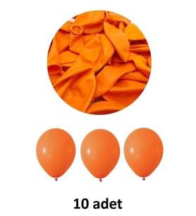 Turuncu Balon 12" - 30 cm Lateks Turuncu Renk Balon 10'lu Paket