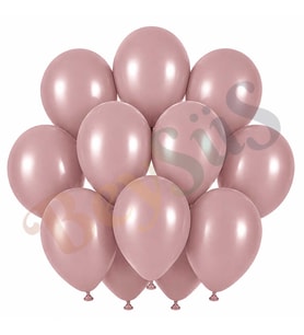 Toz Pembe Renk Lateks Retro Balon (30 cm) - 12 Adet