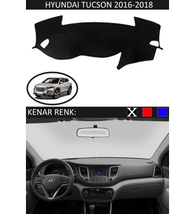 Hyundai Tucson 2016-2018 Için Uygun Torpido Koruma Halısı Siyah Kenar Renk Siyah