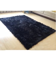 Tappeto Kuzu Kürkü Dekoratif Post Peluş Halı Siyah