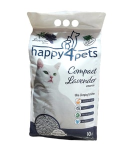 Happy4Pets Topaklaşan Kedi Kumu Lavanta Kokulu İnce Taneli 10  LT (Beyaz)