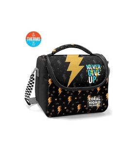 CORAL HIGH 37120 SİYAH NEVER GİVE UP DESENLİ THERMO BESLENME ÇANTASI