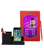 Tasarım Fut Kart Defter Kalem & Deri Kaplama Kalemlik Hediye Seti