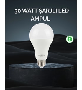 Mey İthalat® Şarjlı Led Ampul 30 Watt Soğuk Beyaz