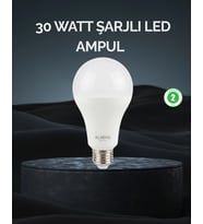 Mey İthalat® Şarjlı Led Ampul 30 Watt Soğuk Beyaz