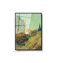 Dikey Çerçeveli Cam Vangogh 137 Modern Ev Dekoru Duvar Sanatı Ev Ofis Tablosu (Siyah)