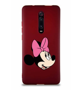 Xiaomi Mi 9T Soft Premier Kapak Minnie Mouse-A Tasarımlı Silikon Kılıf - Mürdüm (Şeffaf)