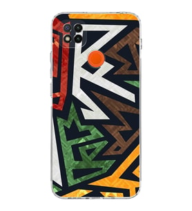 Xiaomi Redmi 9C  Kamera Korumalı Kapak Soyut Grafiti Tasarımlı Şeffaf  Kılıf