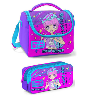 Coral High Mor Pembe K-Pop Kız Çocuk Beslenme Çantası Seti