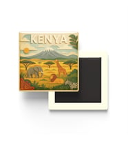Kenya - Kenya - Paper Cut Art - Baskılı Buzdolap Magneti Kare - 9x9 cm