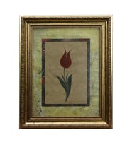 e38 EL İŞÇİLİĞİ KIRMIZI DESENLİ LALE EBRU TABLO 44*35 CM-6460