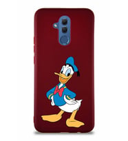 Huawei Mate 20 Lite Soft Premier Kapak Donald Duck-C Tasarımlı Silikon Kılıf - Mürdüm (Şeffaf)