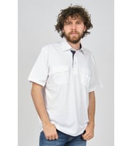 Uztex Erkek Çift Kapak Cepli Polo Yaka T-Shirt 07100344 Beyaz