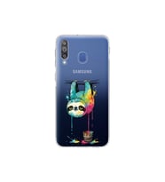 Samsung Galaxy M30 ile Uyumlu Splash Tembel Hayvan Tasarımlı Şeffaf Silikon Kılıf