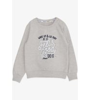 Breeze Erkek Çocuk Sweatshirt Yazı Baskılı 2-6 Yaş, Bej Melanj