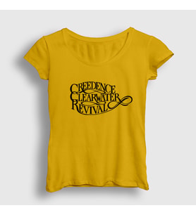 Presmono Kadın Sarı Logo Creedence Clearwater Revival T-Shirt 490622tt (Sarı)