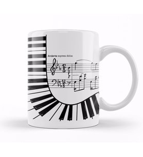 Piyano  Müzik Notaları Kupa Bardak Porselen