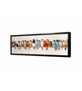 Tablosan Dalda Sıralı Kuşlar Çerçeveli Cam Tablo