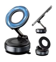 Plentiful 360° Dönebilen Vakumlu Manyetik Telefon Tutucu Ayna Cam Araba Uyumlu (Gri)