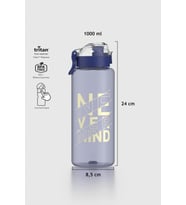 Renga Saga Loop Yazı Desenli 1000 ml Tritan Matara 912138 Bej (Mavi)
