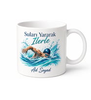 Dünya Yüzme Günü Hediye Kupa Bardak Suları Yararak İlerleyenlere Özel Tasarım