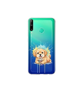 Huawei P40 Lite E ile Uyumlu Splash Köpek Tasarımlı Şeffaf Silikon Kılıf