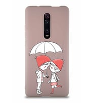 Xiaomi Mi 9T Pro Soft Premier Kapak Aşk Tasarımlı Silikon Kılıf - Pudra (Şeffaf)