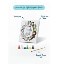 23 Nisan Çocuklar El Ele Temalı Boyama Tuvali – Şövalesiz Boya Seti 20x20
