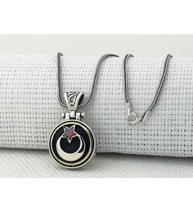 Ayyıldız Tasarımlı Ortası Dönen 925 Ayar Gümüş Kolye