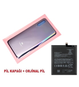 Tkgz Xiaomi Mi 9 Arka Kapak Batarya Pil Kapağı + PİL (CAM) MOR