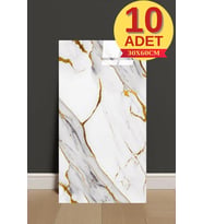 10 Adet 30X60cm Yaldız Mermer Desen Yapışkanlı Köpük Duvar Paneli Kağıdı banyo,tezgah arası LS6010 (Çok Renkli)