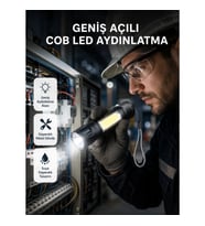 Mey İthalat® Profesyonel 4 Modlu Şarjlı El Feneri 1300 mAh Batarya Cree LED Teknolojisi