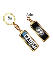 Kişiye Özel Hyundai Beyaz Parıltı Logo Tema Plaka Anahtarlık (Altın)