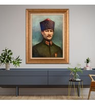 Altın Paspartulu Atatürk  Çerçeveli Tablo C422 (Gold)