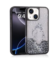 Apple iPhone 15 Uyumlu Kılıf Sıvılı Simli Şeffaf Arka Yüzey Zore Keto Silikon Kapak (Siyah)