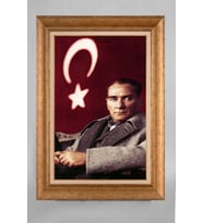 Çerçeveli Paspartulu Atatürk Tablo a117 (Gold)