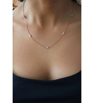 Bella Gloria Badem Taşlı Su Yolu Roz Gümüş Kolye (TGK0407)
