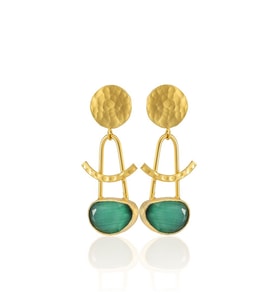 Kadir Jewellery 22 Ayar Altın Kaplama Vintage Küpe -El İşçiliği Ve Hipoalerjenik Küpe (K.Yeşil)