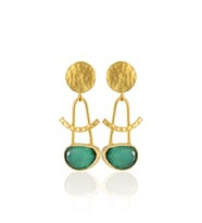 Kadir Jewellery 22 Ayar Altın Kaplama Vintage Küpe -El İşçiliği Ve Hipoalerjenik Küpe (K.Yeşil)