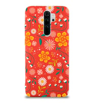 Xiaomi Redmi Note 8 Pro Uyumlu Lansman Kılıf Çiçek Tasarımlı İçi Kadife Kapak-Kırmızı (Kırmızı)