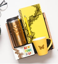 Kişiye Özel Hediye Seti – Gold Çelik Kupa 300 ml, Latte Bardak, Defter, Kalem, Fotoğraf Çerçevesi