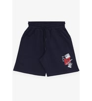 Breeze Girls & Boys Erkek Çocuk Şort Yazı Baskılı Bağcıklı Cepli Beli Lastikli 8-14 Yaş, Lacivert
