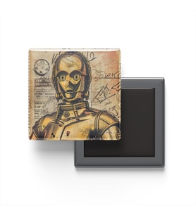 C-3PO - Baskılı Buzdolap Magneti Kare - 9x9 cm