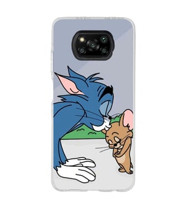 Poco X3 PRO / X3 NFC Uyumlu Tom ve Jerry Tasarımlı Şeffaf Telefon Kılıfı