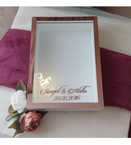 25X35 BEYAZ-ROSEGOLD LEDLİ DERİN ANI ÇERÇEVESİ- NİŞAN SÖZ GÜLLERİNİZ İÇİN ÇERÇEVELER