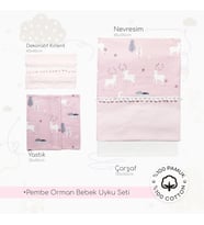 Desenli Bebek Uyku Seti Bebek Nevresim Takımı Modelleri Bebek Uyku Seti (Pembe)